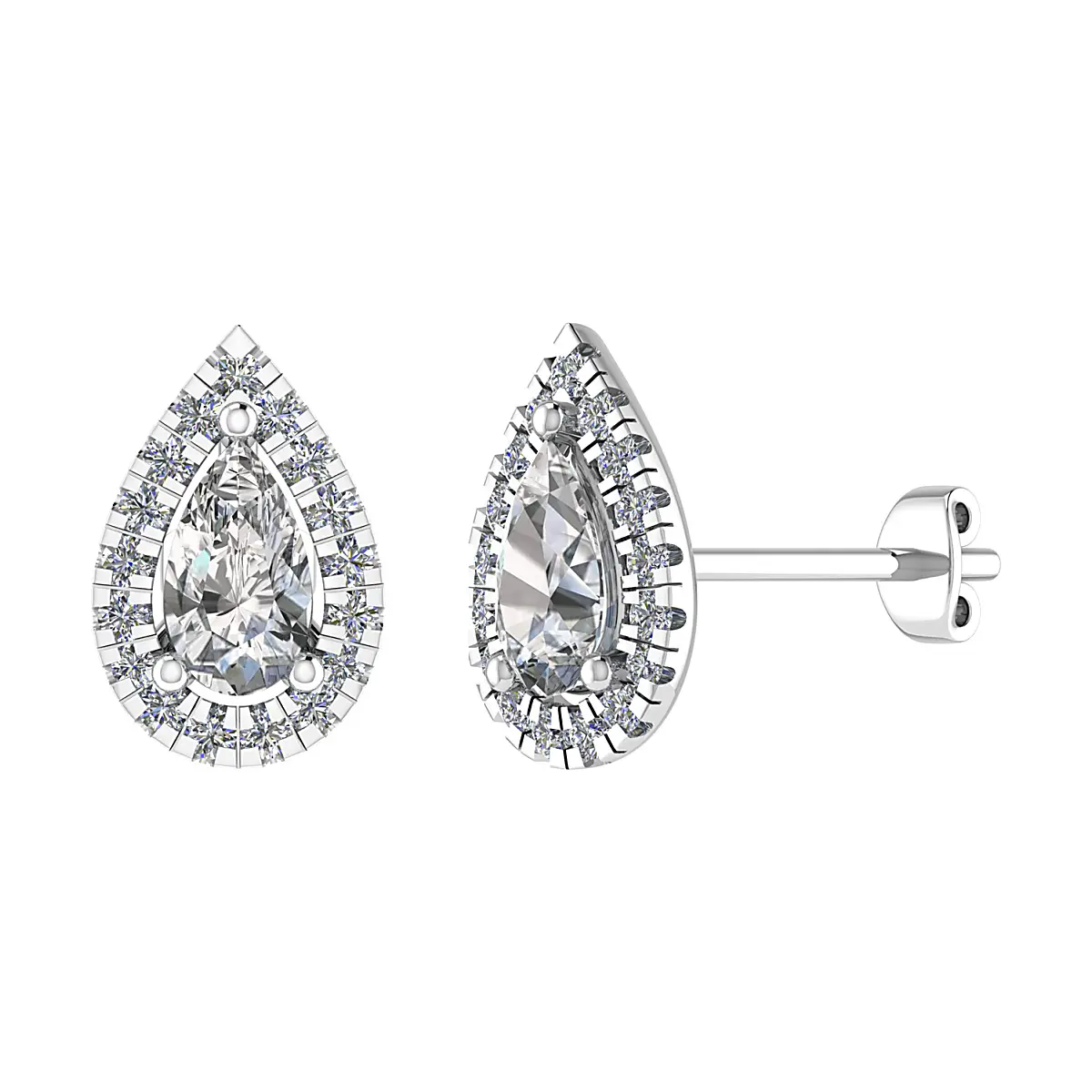 Pear Shape Diamond Halo Earrings